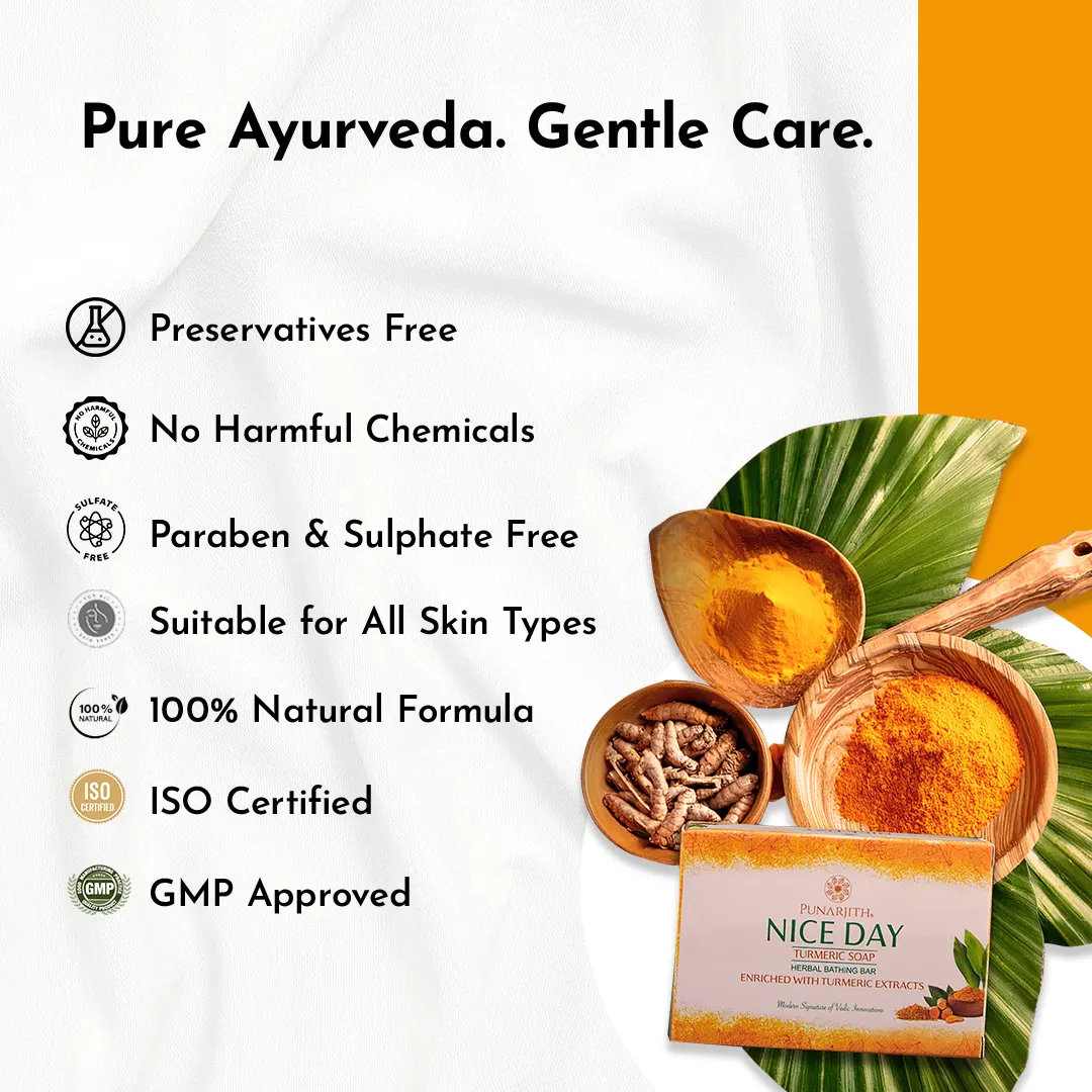 Punarjith Nice Day Turmeric Soap. The best natural ayurvedic soap, turmeric bath soap 2