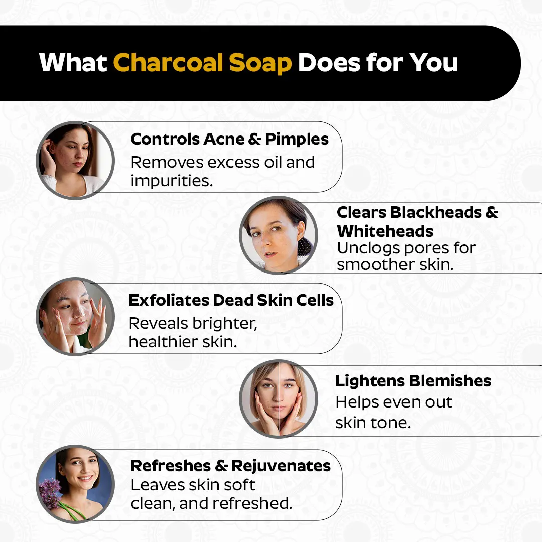 Punarjith ayurveda charcoal soap- eliminates excess oil and pollutants to control acne and pimples