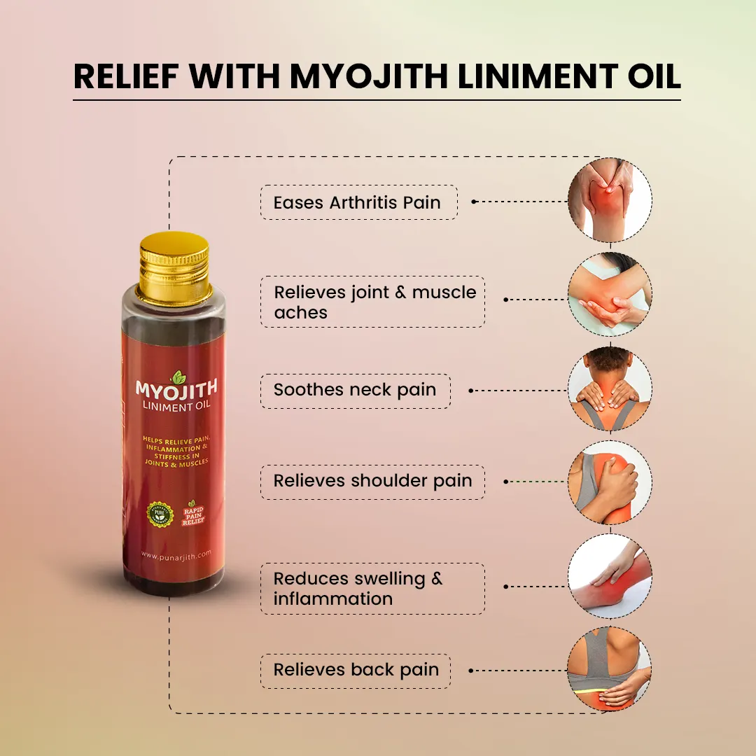 Ayurvedic muscle pain relief oil for joint pain oil relief Myojith Liniment Oil image 1