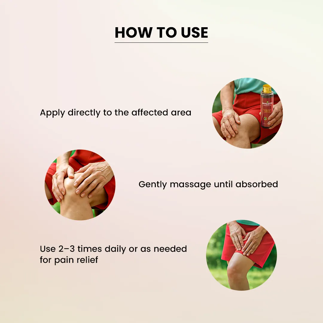 Ayurvedic Joint Pain Relief Oil Myojith Liniment image 4 How to use